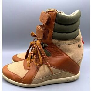 Reebok Alicia Keys Chi-Kaze Hidden Wedge Sneakers Brown Tan Olive Green Zip Up